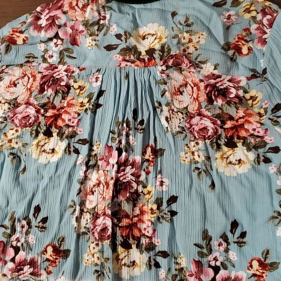 Aratta Silent Journey Floral Flower Blouse Button Down Shirt Velvet Collar Small - Picture 13 of 16